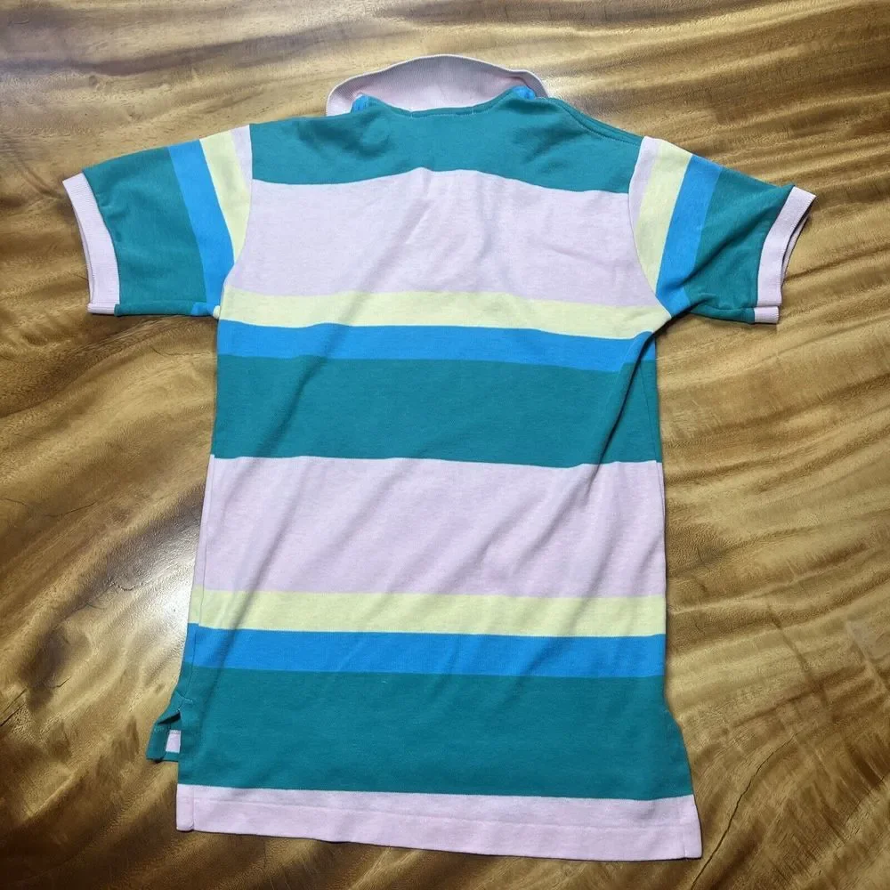 Ralph‎ Lauren Rugby Small Green Pink Blue Striped Made In USA READ!